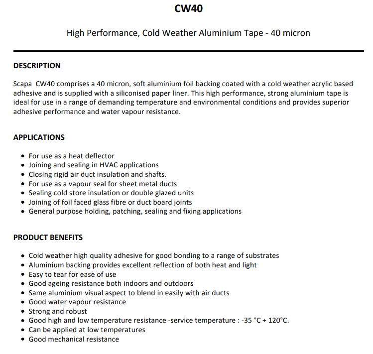 Scapa Aluminium Tape OFFICIAL CW40 Various Sizes Acrylic Adhesive Repair Foil