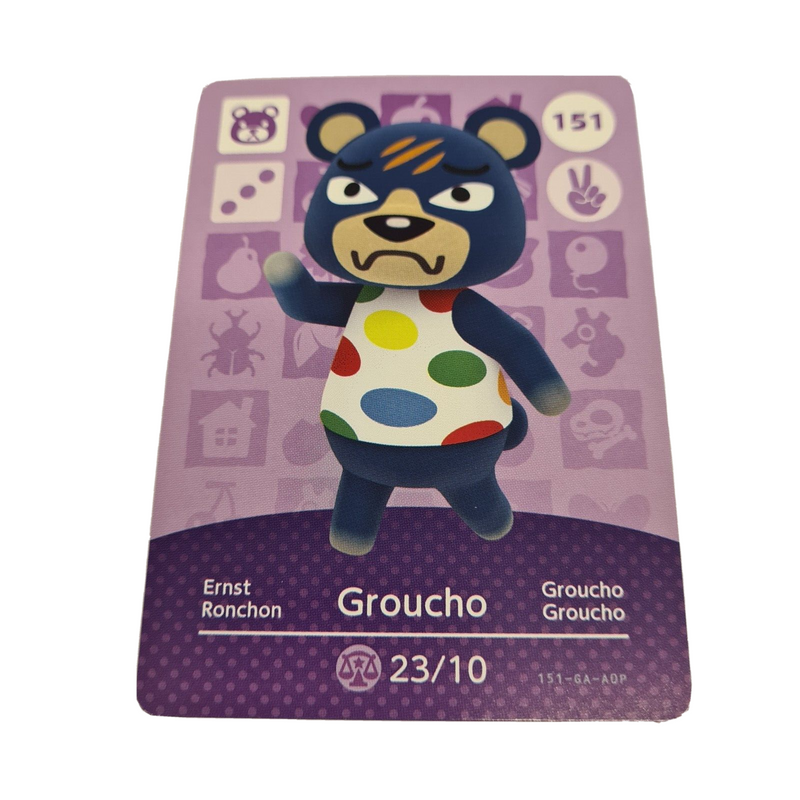 ANIMAL CROSSING AMIIBO SERIES 2 GROUCHO 151 Wii U Switch 3DS GIFT IDEA CARD NEW