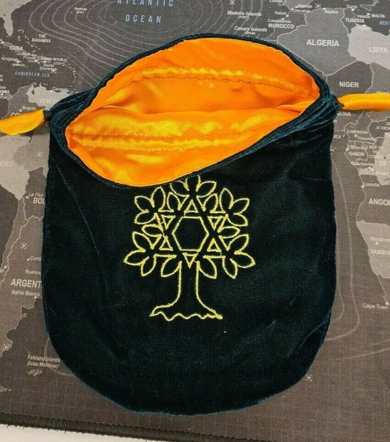 Green Velvet Drawstring Tarot/Rune Stone Bag tree of life official gift idea new