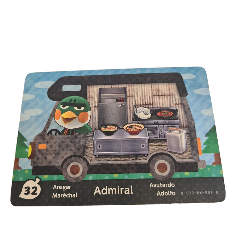 Animal Crossing New Leaf Horizon Amiibo Card ADMIRAL 32 Nintendo WiiU Switch 3DS