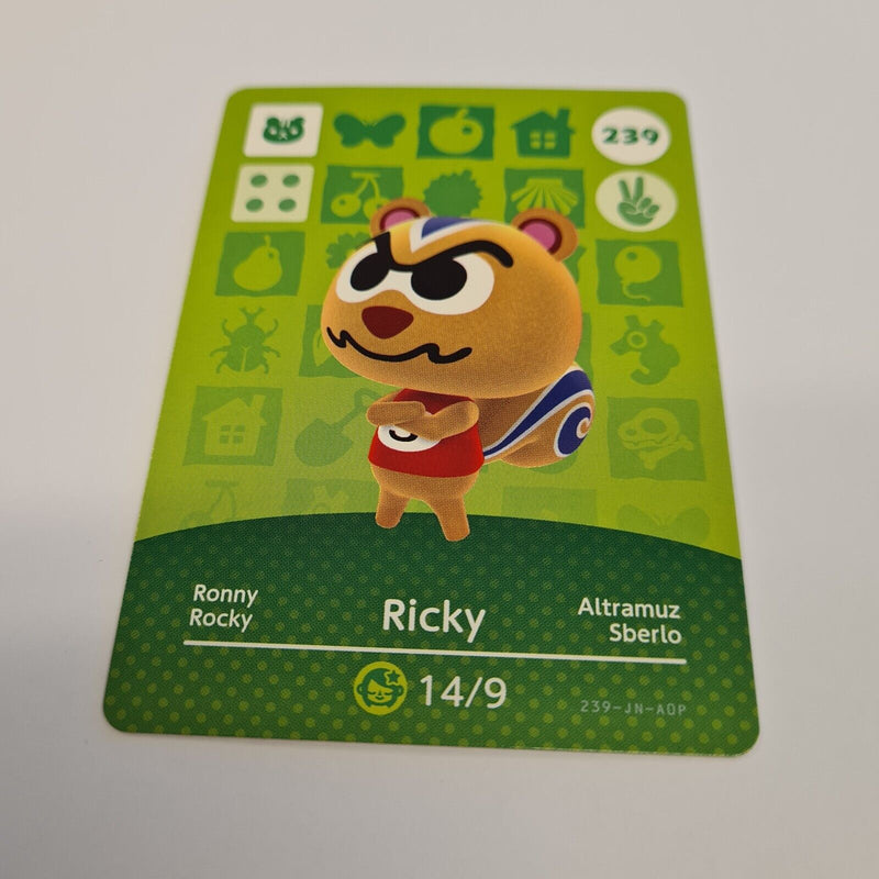 ANIMAL CROSSING AMIIBO SERIES 3 RICKY 239 Wii U Switch 3DS GIFT IDEA CARD NEW