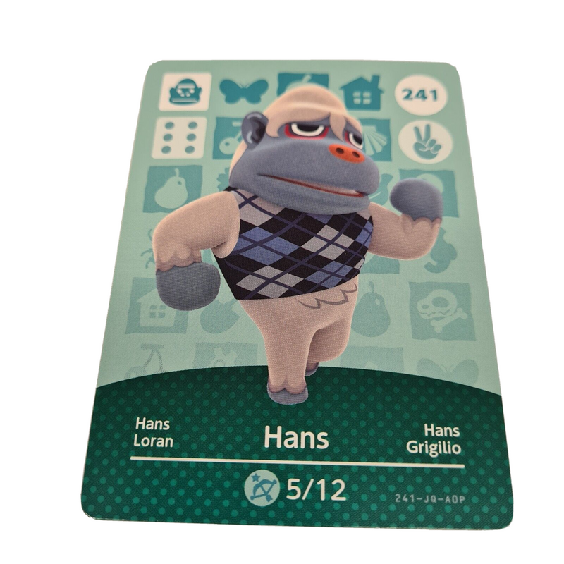 ANIMAL CROSSING AMIIBO SERIES 3 HANS 241 Wii U Switch 3DS GIFT IDEA CARD NEW