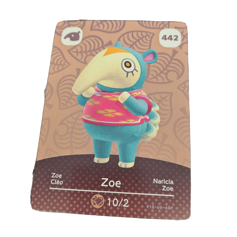 Animal Crossing Amiibo Series 5 Card ZOE 442 NEW HORIZONS 3DS SWITCH