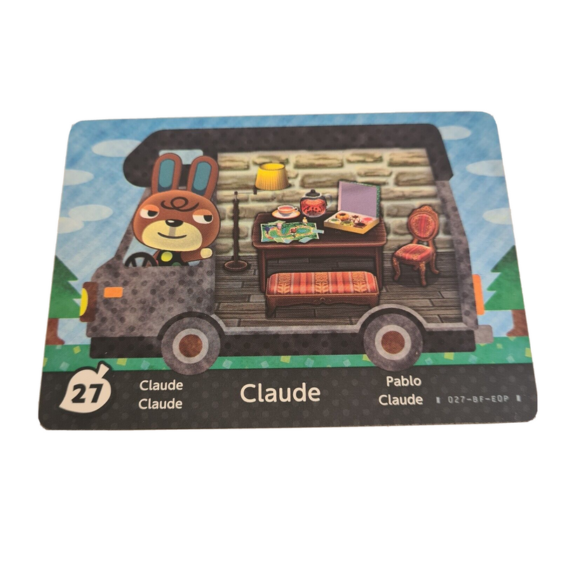 Animal Crossing New Leaf Horizon Amiibo Card CLAUDE 27 Nintendo WiiU Switch 3DS