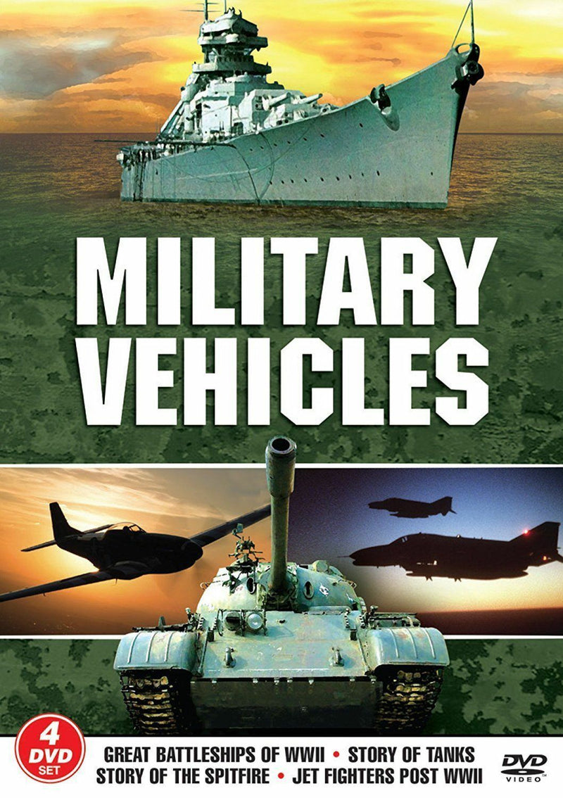 Military Vehicles 4-DVD Set Battleships Story of Tanks Spitfire Jet fighters