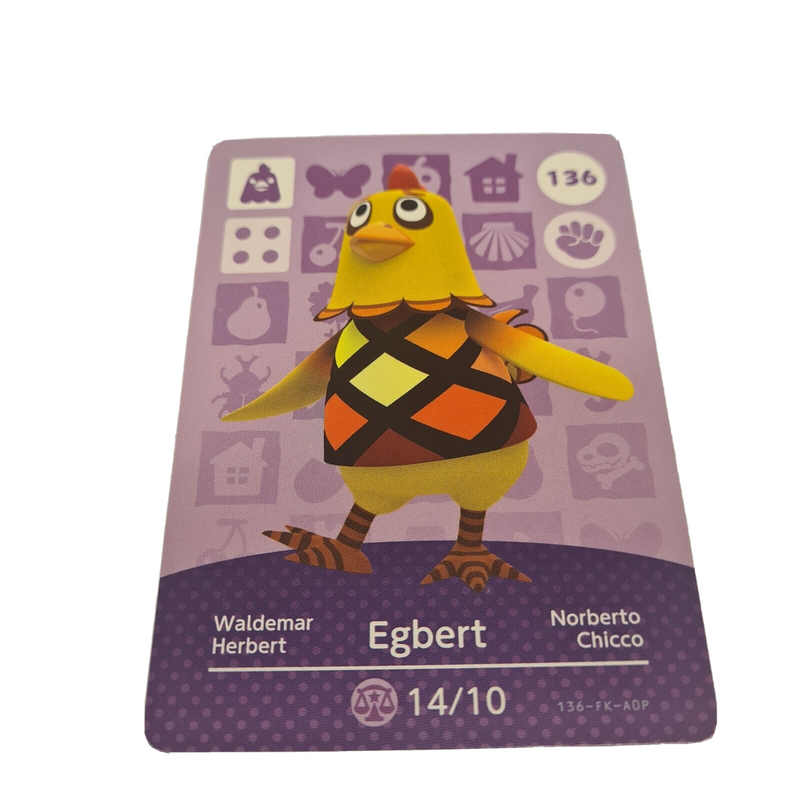 ANIMAL CROSSING AMIIBO SERIES 2 EGBERT 136 Wii U Switch 3DS GIFT IDEA CARD NEW