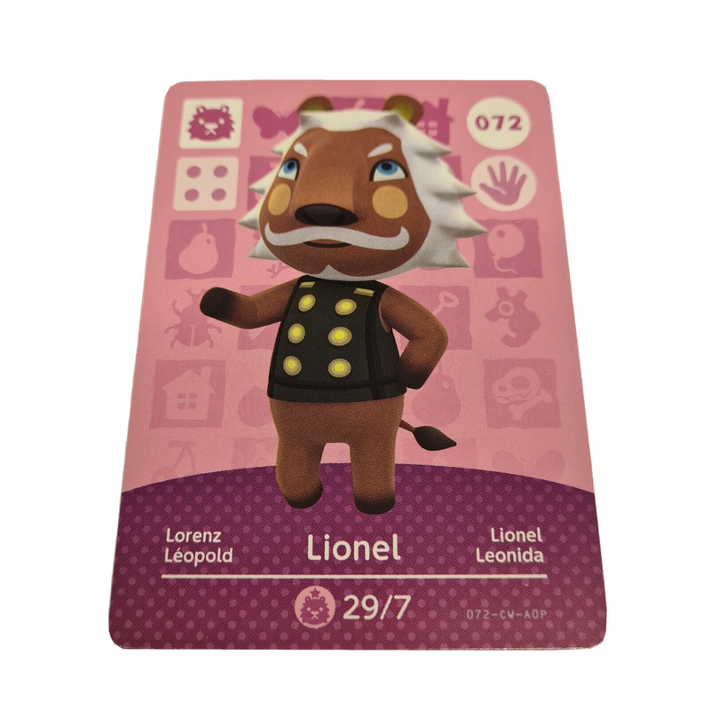 Animal Crossing Amiibo Series 1 LIONEL 072 Switch Gift Idea CARD new horizons