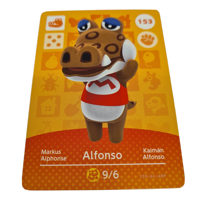 ANIMAL CROSSING AMIIBO SERIES 2 ALFONSO 153 Wii U Switch 3DS GIFT IDEA CARD NEW