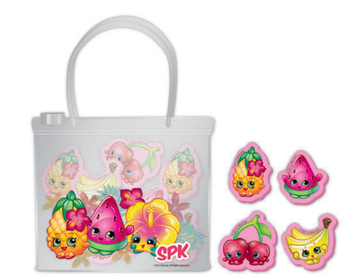 Shopkins Official Eraser Tropical Fruit Set Clear Print Small Bag Gift Idea NEW